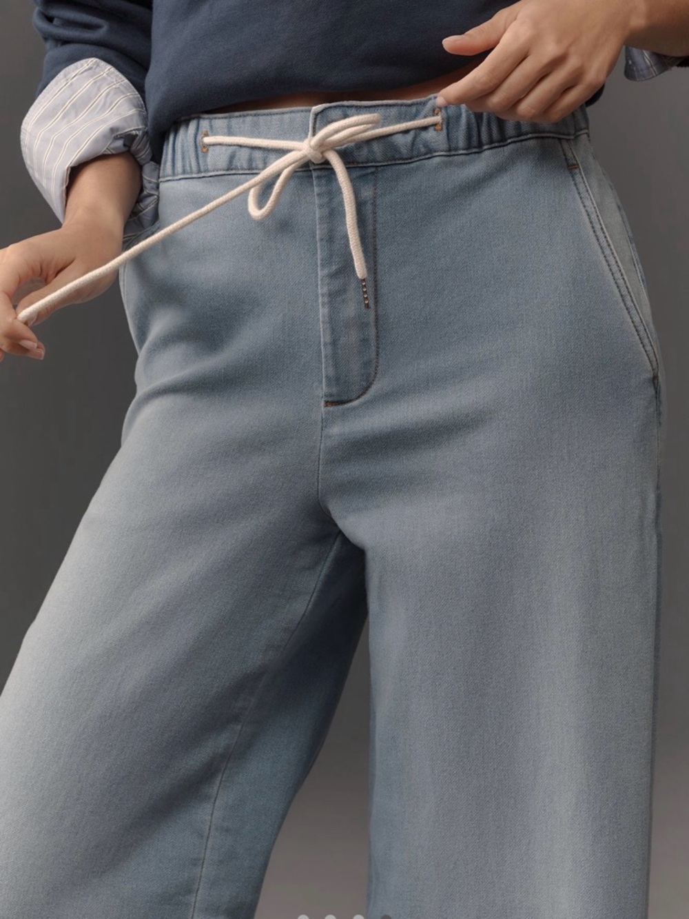 Pilcro Denim Knit Pull on High Rise Wide Leg Jeans Size S - Picture 2 of 8